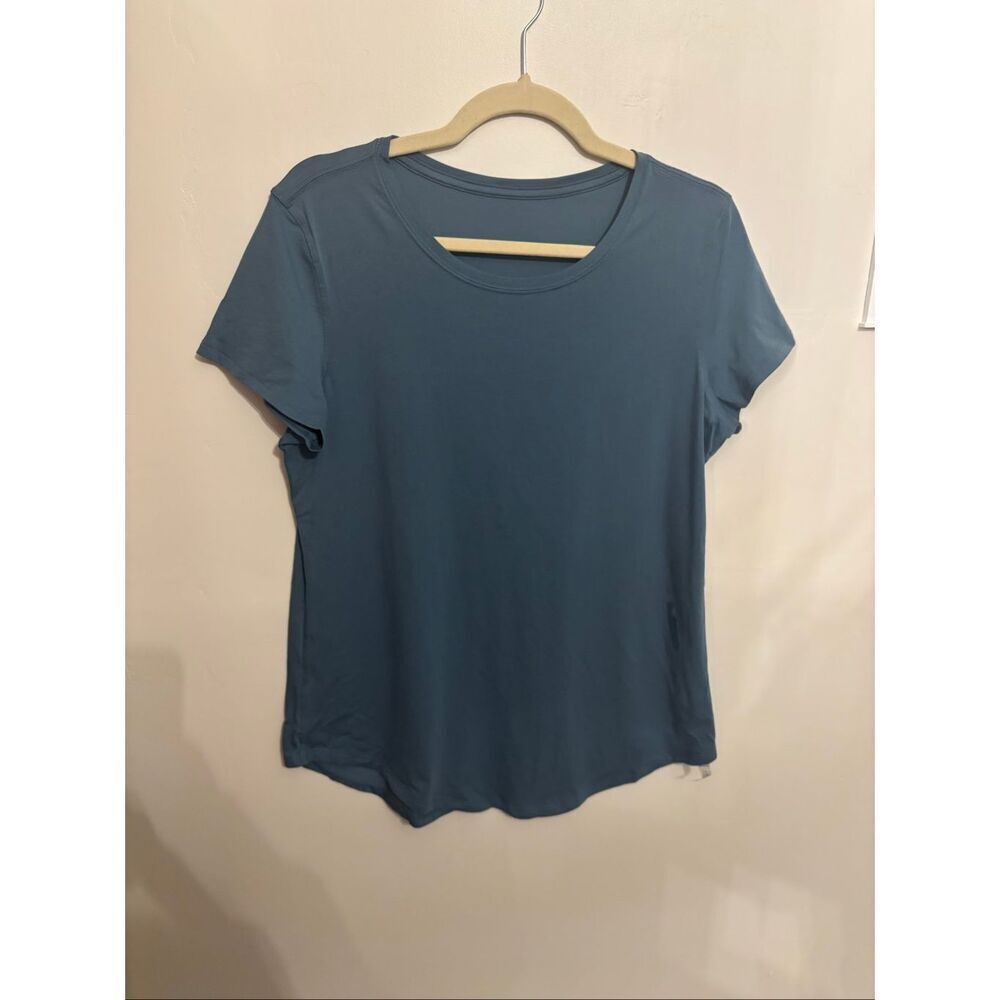 CRZ Yoga Blue Green Scoop Neck Workout Top M | Short Sleeve Activewear